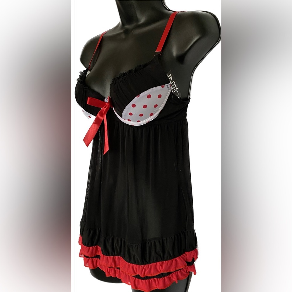 Inteco Intimates BLK/RED Push-up Nightgown, S *P1040